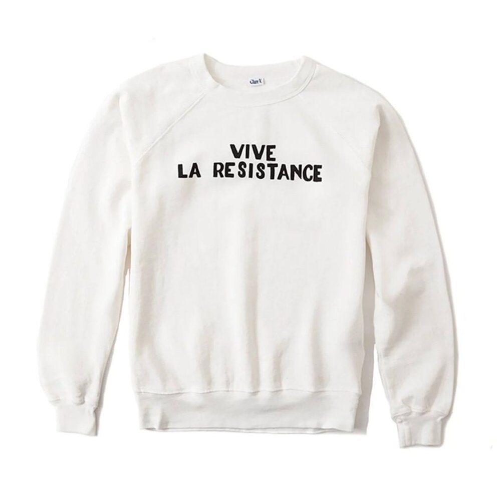 Clare V * VIVE LA RESISTANCE * White Sweatshirt Clare Vivier SIZE MEDIUM